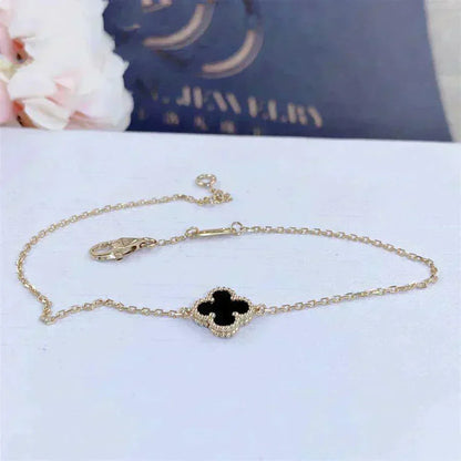 [Glow Jewelry]CLOVER ONYX SINGLE FLOWER BRACELET