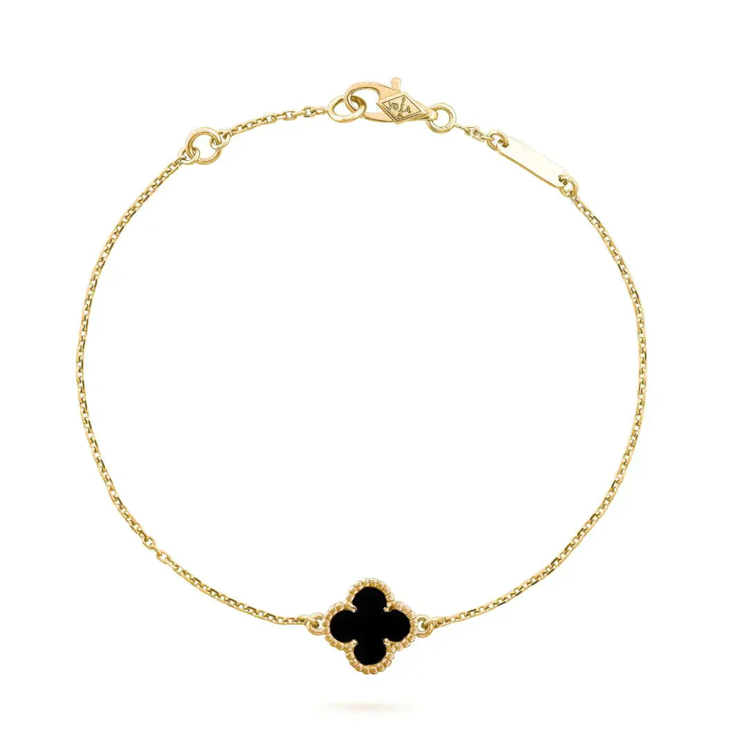 ¡®Glow Jewelry¡¯CLOVER ONYX SINGLE FLOWER BRACELET