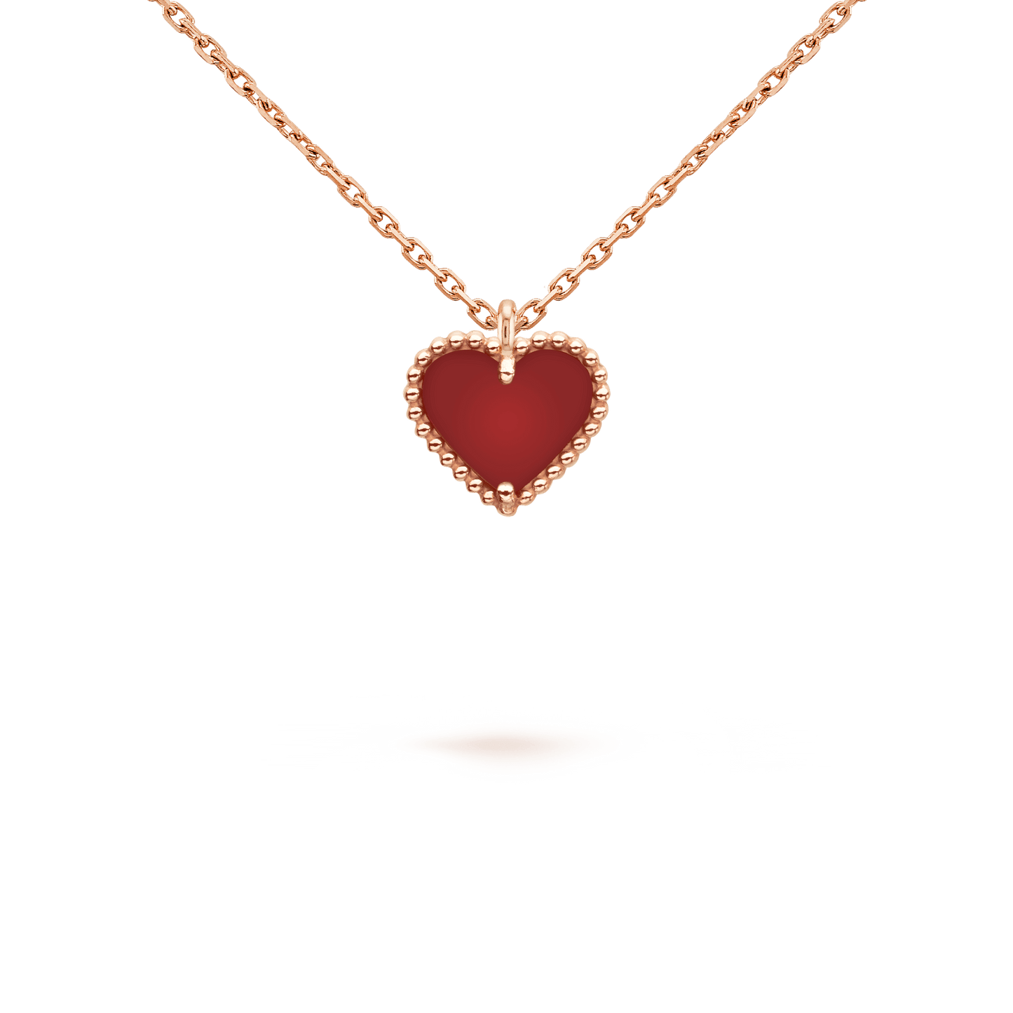 [Glow Jewelry]SWEET CLOVER CARNELIAN HEART NECKLACE