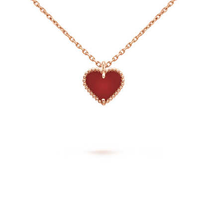 [Glow Jewelry]SWEET CLOVER CARNELIAN HEART NECKLACE