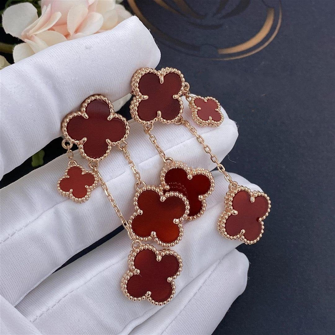 [Glow Jewelry]CLOVER EARRINGS CARNELIAN 4 MOTIFS PINK GOLD