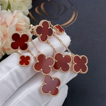 [Glow Jewelry]CLOVER EARRINGS CARNELIAN 4 MOTIFS PINK GOLD