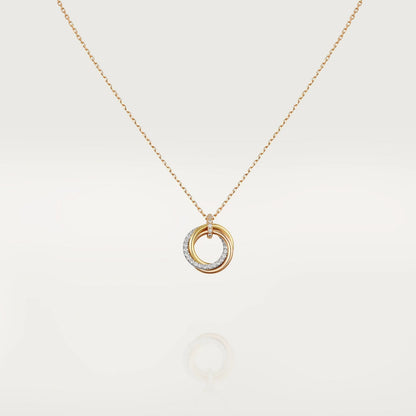 [Glow Jewelry]TRINITY NECKLACE SILVER GOLD PINK GOLD DIAMONDS