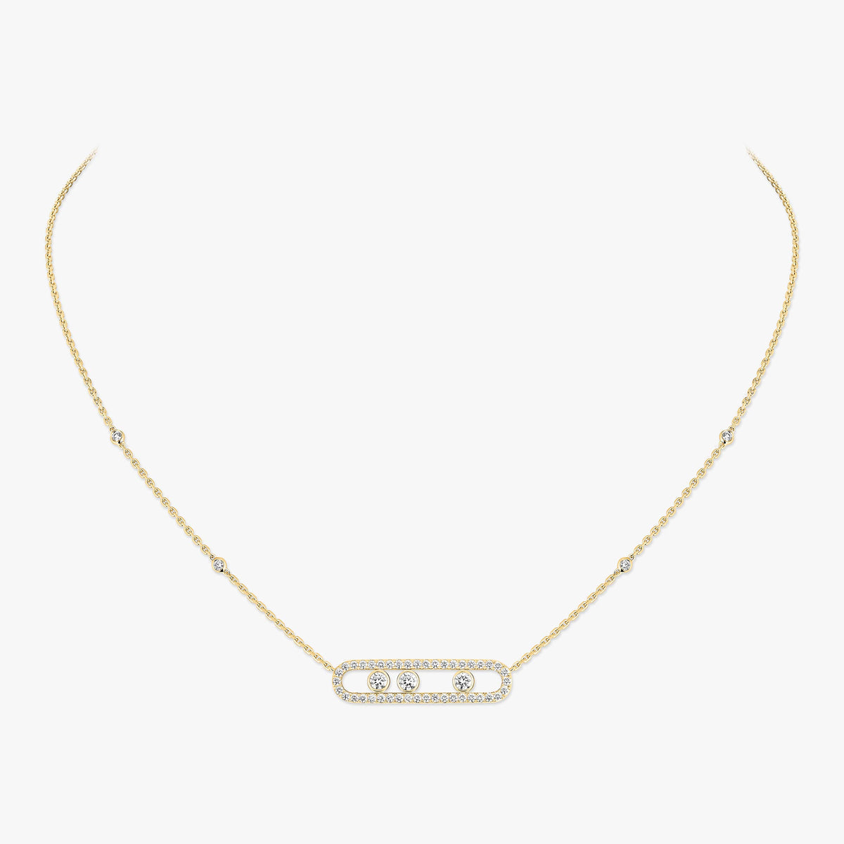[Glow Jewelry] Move Pave_ Rose Gold Diamond Necklace