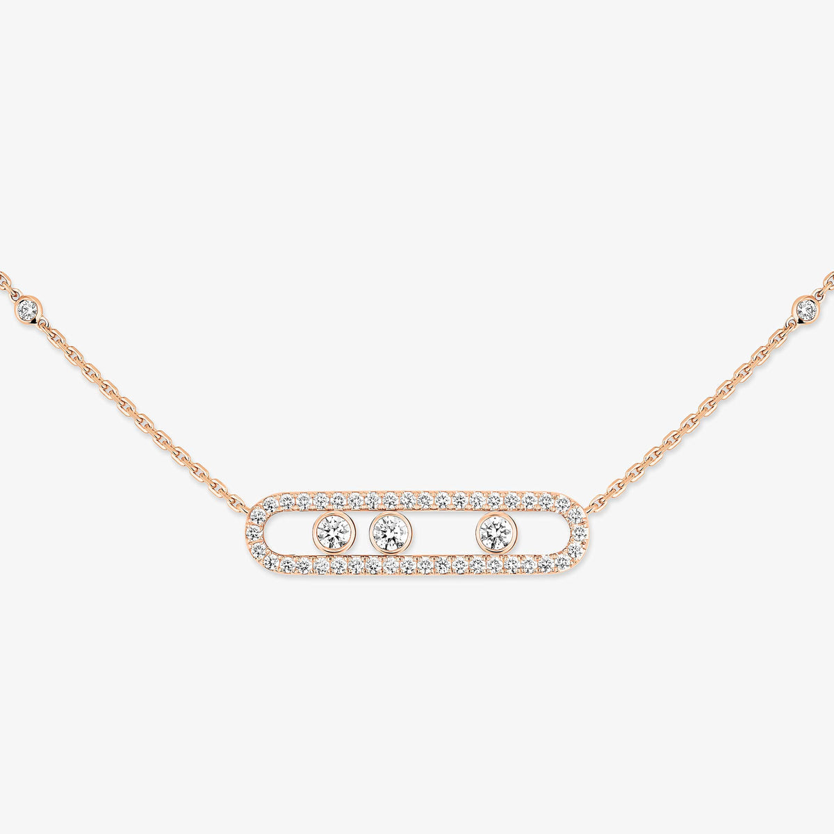 [Glow Jewelry] Move Pave_ Rose Gold Diamond Necklace