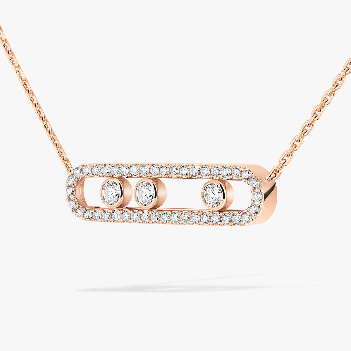 [Glow Jewelry] Move Pave_ Rose Gold Diamond Necklace