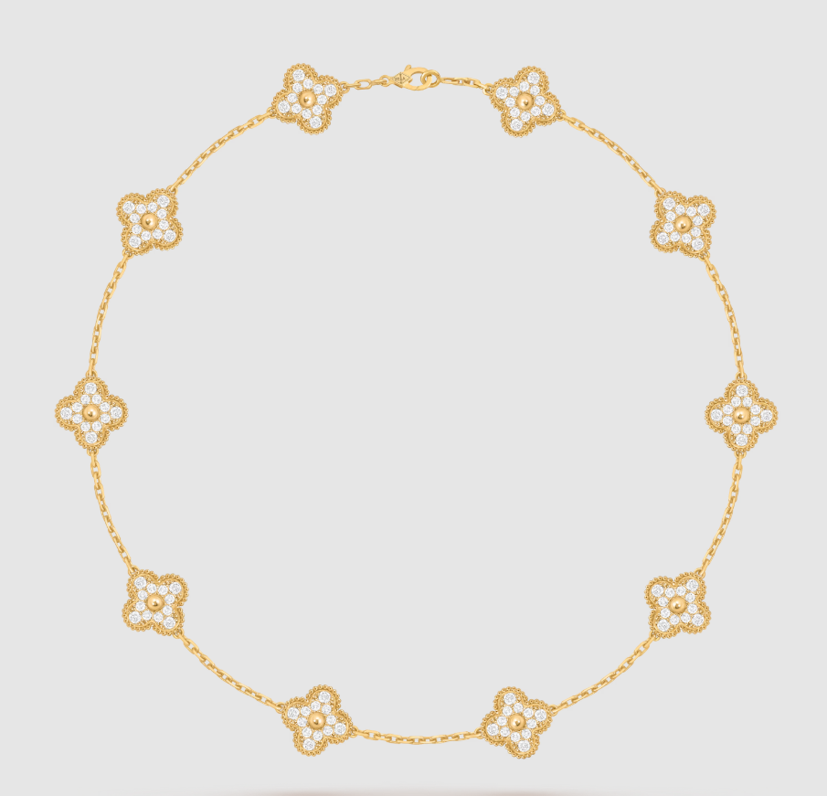 [¡®Glow Jewelry¡¯]CLOVER 10 MOTIFS FULL DIAMOND NECKLACE