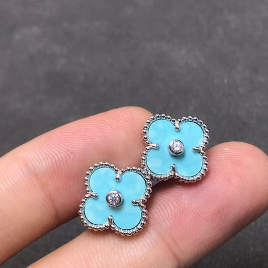 ¡®Glow Jewelry¡¯CLOVER 1 DIAMOND BLUE SKY SILVER EARRINGS