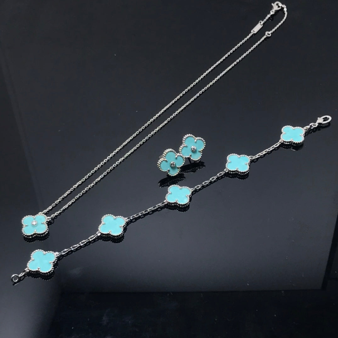 ¡®Glow Jewelry¡¯CLOVER 1 DIAMOND BLUE SKY SILVER EARRINGS