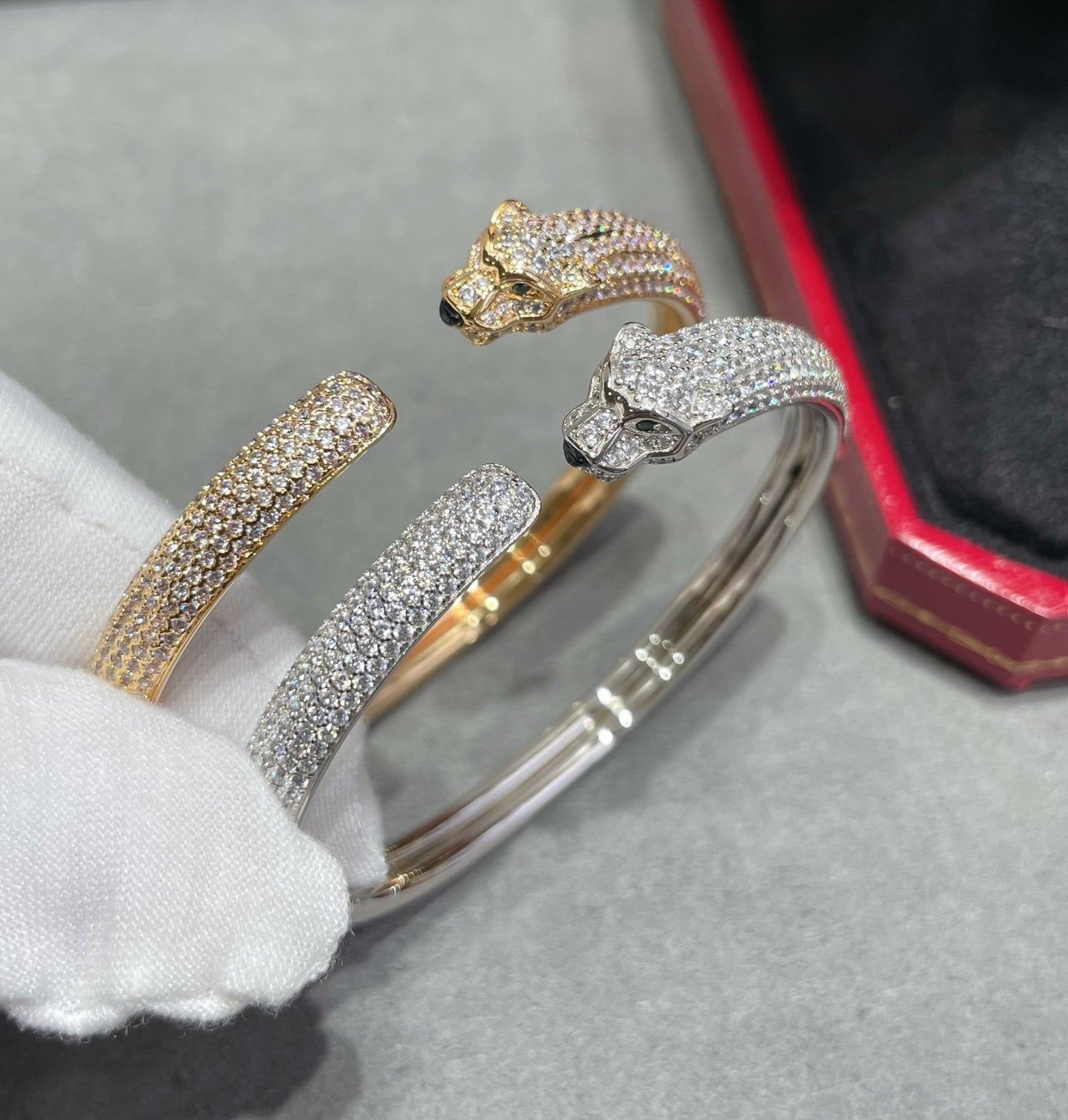 [Glow Jewelry]PANTHERE FULL DIAMOND OPEN BRACELET