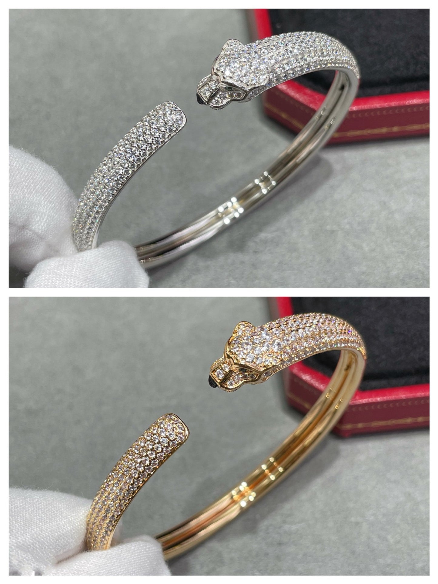 [Glow Jewelry]PANTHERE FULL DIAMOND OPEN BRACELET