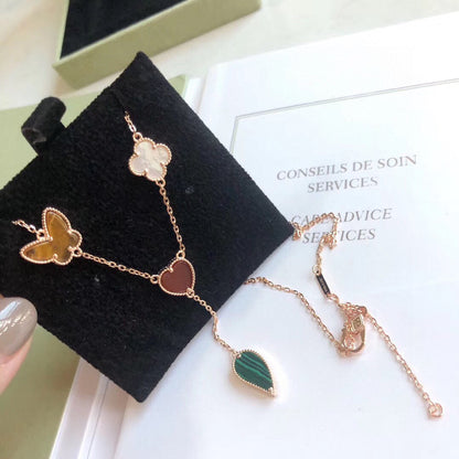 [Glow Jewelry]LUCKY SPRING 4 MOTIFS ROSE GOLD NECKLACE