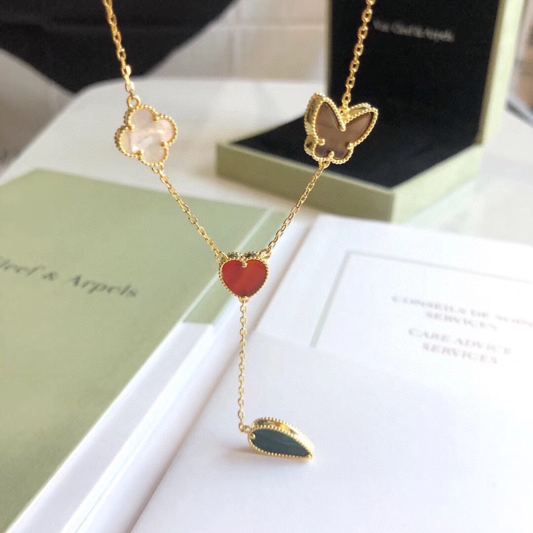 [Glow Jewelry]LUCKY SPRING 4 MOTIFS ROSE GOLD NECKLACE