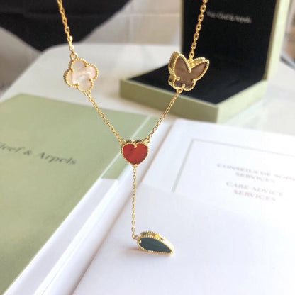 [Glow Jewelry]LUCKY SPRING 4 MOTIFS ROSE GOLD NECKLACE