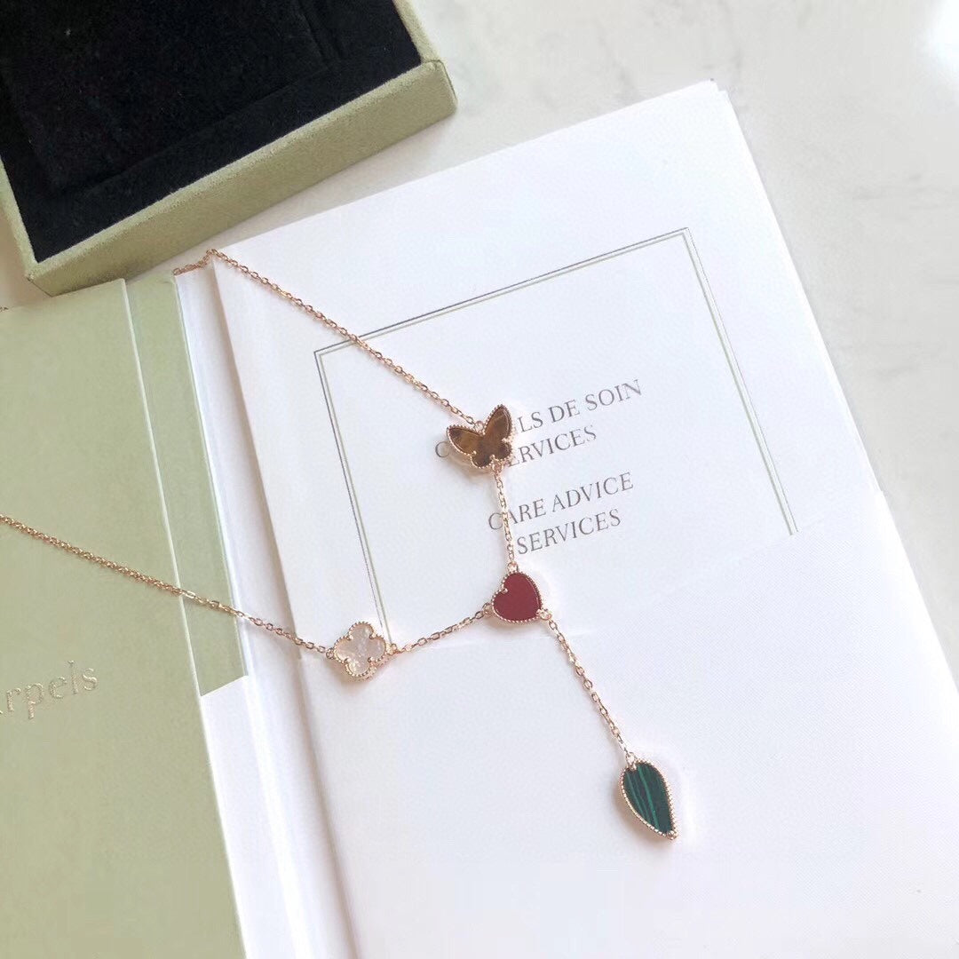 ¡®Glow Jewelry¡¯LUCKY SPRING 4 MOTIFS ROSE GOLD NECKLACE