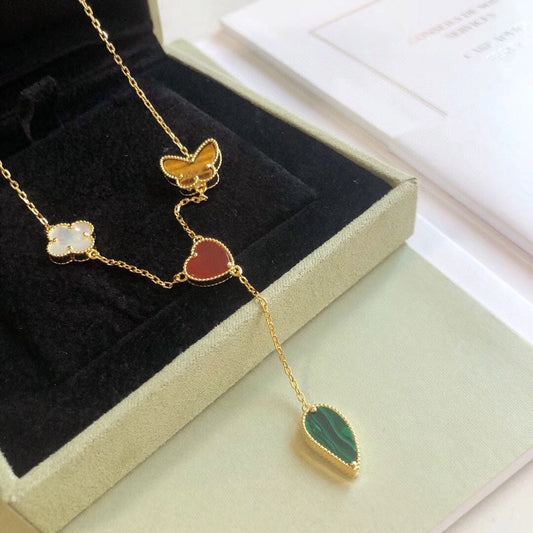 [Glow Jewelry]LUCKY SPRING 4 MOTIFS ROSE GOLD NECKLACE