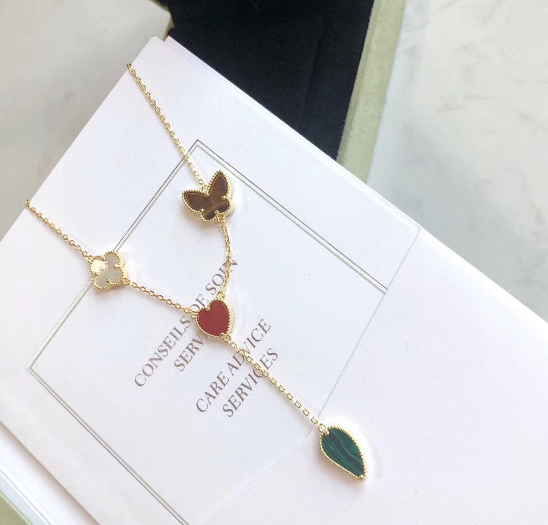 ¡®Glow Jewelry¡¯LUCKY SPRING 4 MOTIFS ROSE GOLD NECKLACE