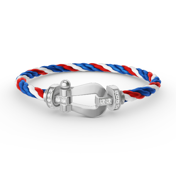 ®グロージュエリー®ホースシューハーフダイヤモンドブレスレット ラージ シルバー
