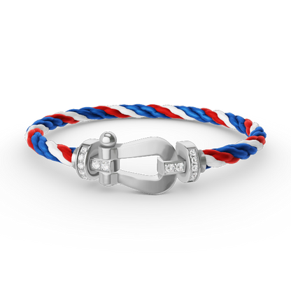 ®グロージュエリー®ホースシューハーフダイヤモンドブレスレット ラージ シルバー