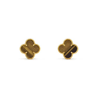[Glow Jewelry]CLOVER MEDIUM 1 MOTIFS TIGER EYE EARRINGS